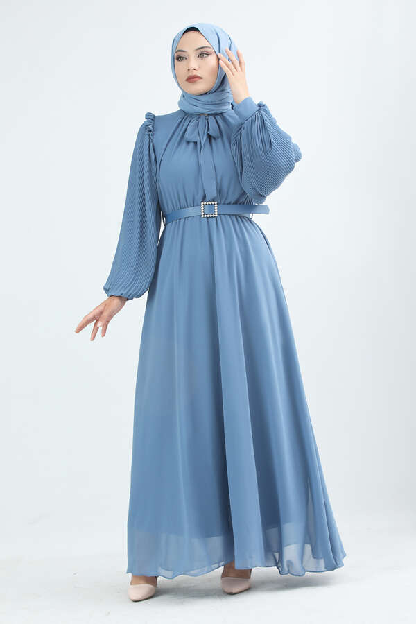 Belted Stone Dress İndigo - 1