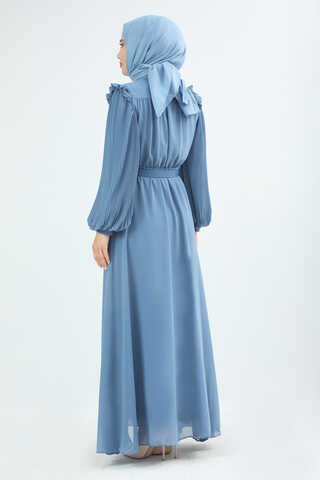 Belted Stone Dress İndigo - 4