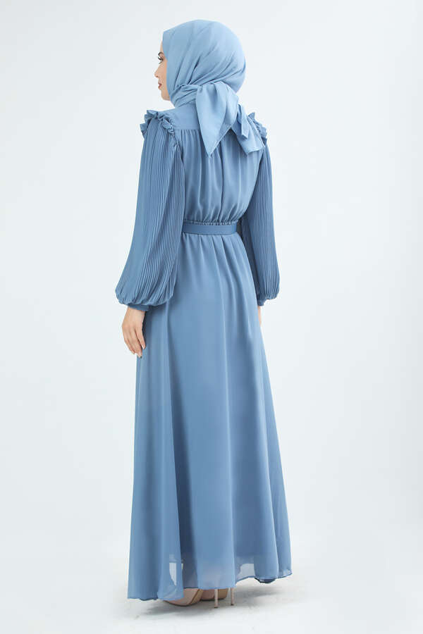 Belted Stone Dress İndigo - 4
