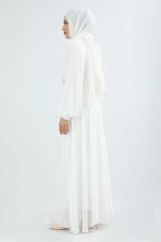 Belted Stone Dress White - 4