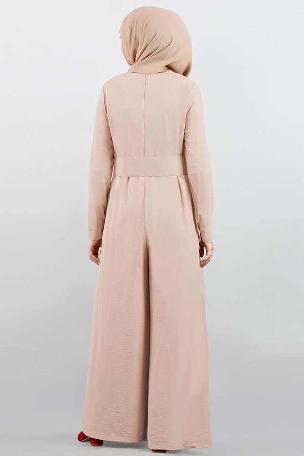 Belted Plain Jumpsuit Mink - 3