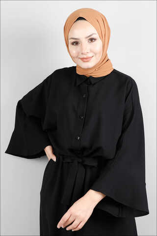 Belted Shirt Tunic Black - 3