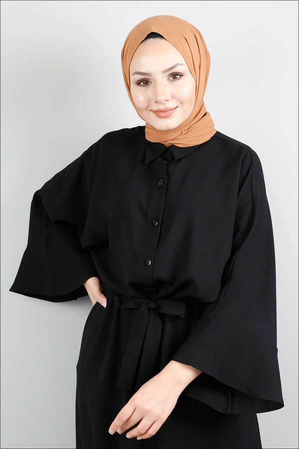 Belted Shirt Tunic Black - 3
