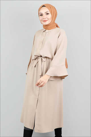 Belted Shirt Tunic Cream - 1