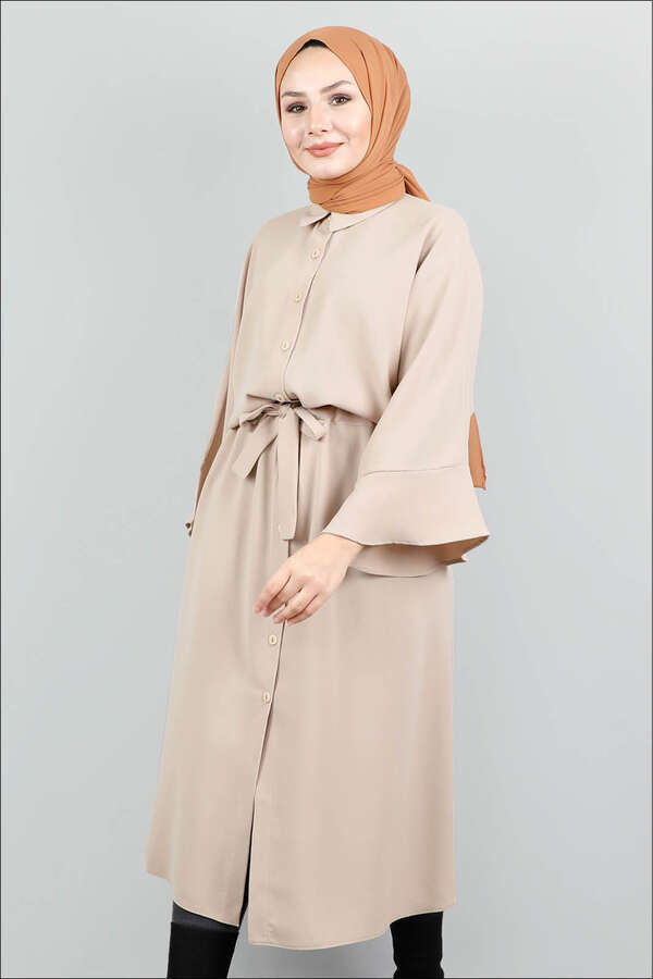 Belted Shirt Tunic Cream - 1