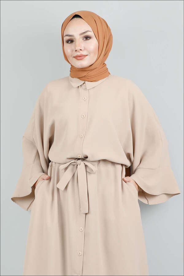 Belted Shirt Tunic Cream - 2