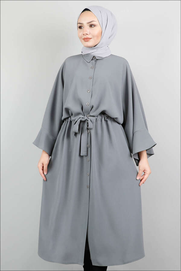Belted Shirt Tunic Grey - 1