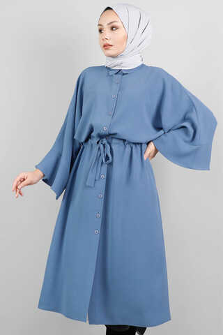 Belted Shirt Tunic İndigo - 1