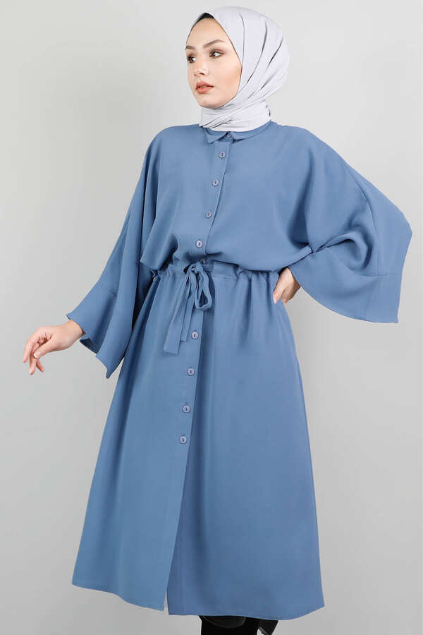 Belted Shirt Tunic İndigo - 1
