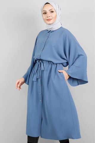 Belted Shirt Tunic İndigo - 2