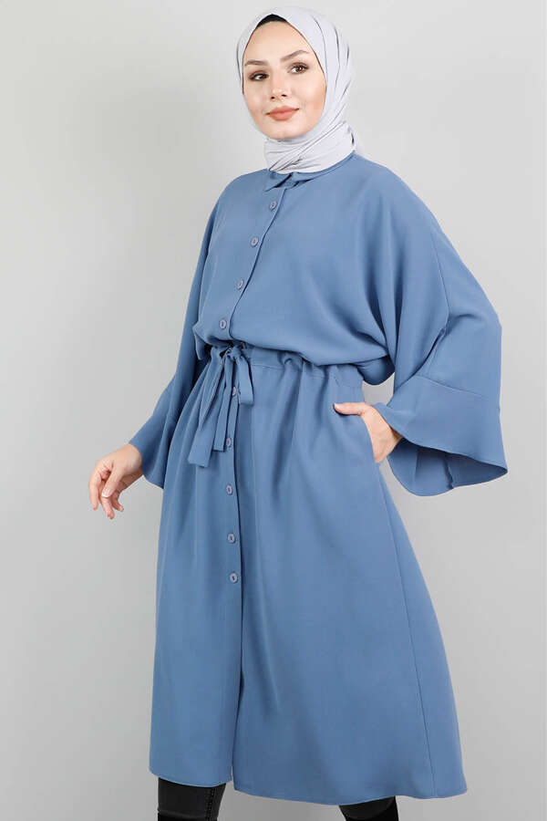 Belted Shirt Tunic İndigo - 2