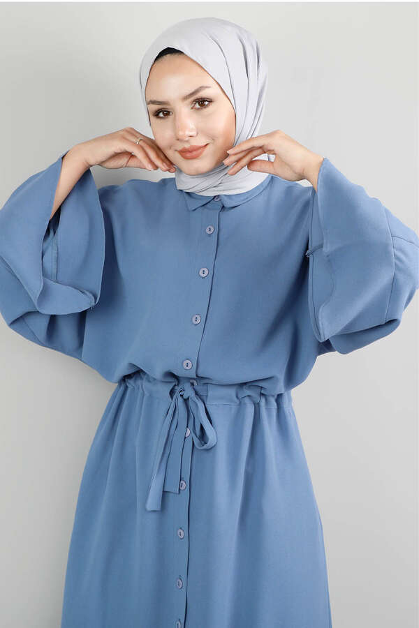 Belted Shirt Tunic İndigo - 3