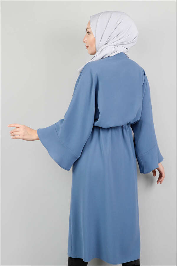 Belted Shirt Tunic İndigo - 4