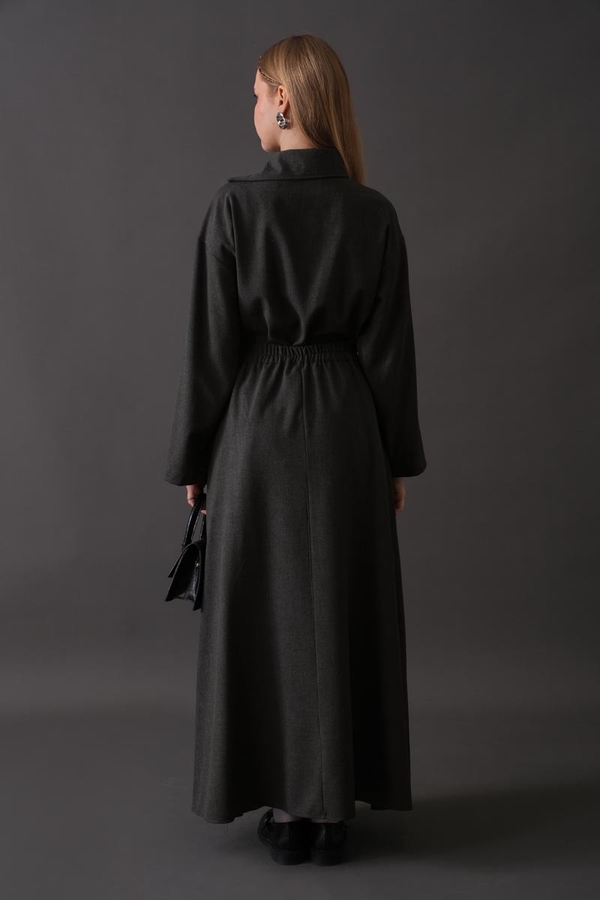 Belted Skirt with Buckle Detail Anthracite - 6