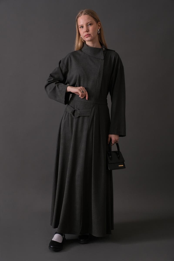 Belted Skirt with Buckle Detail Anthracite