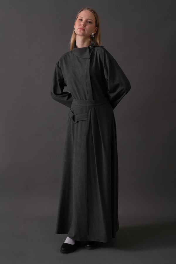 Belted Skirt with Buckle Detail Anthracite - 3