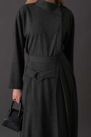 Belted Skirt with Buckle Detail Anthracite - 5