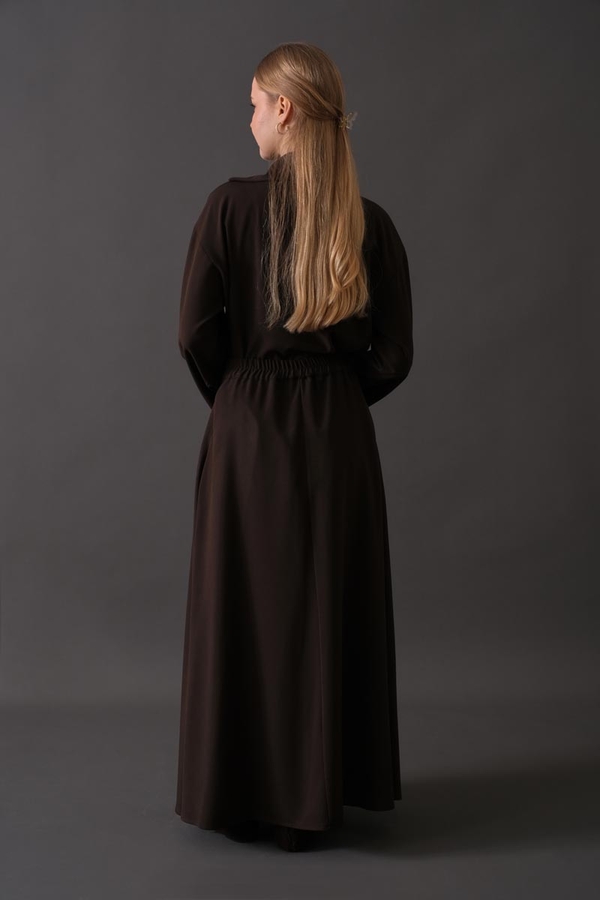 Belted Skirt with Buckle Detail Dark Brown - 6