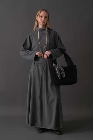 Belted Skirt with Buckle Detail Grey - 1