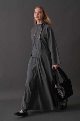 Belted Skirt with Buckle Detail Grey - 2