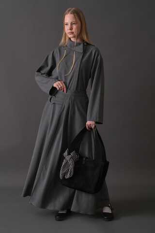 Belted Skirt with Buckle Detail Grey - 4