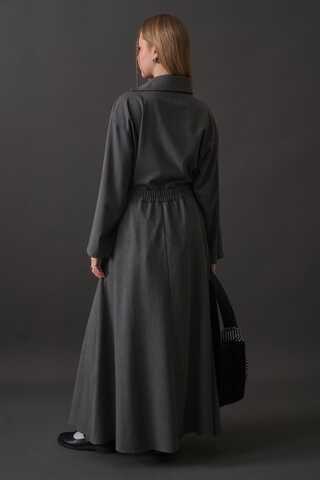 Belted Skirt with Buckle Detail Grey - 6