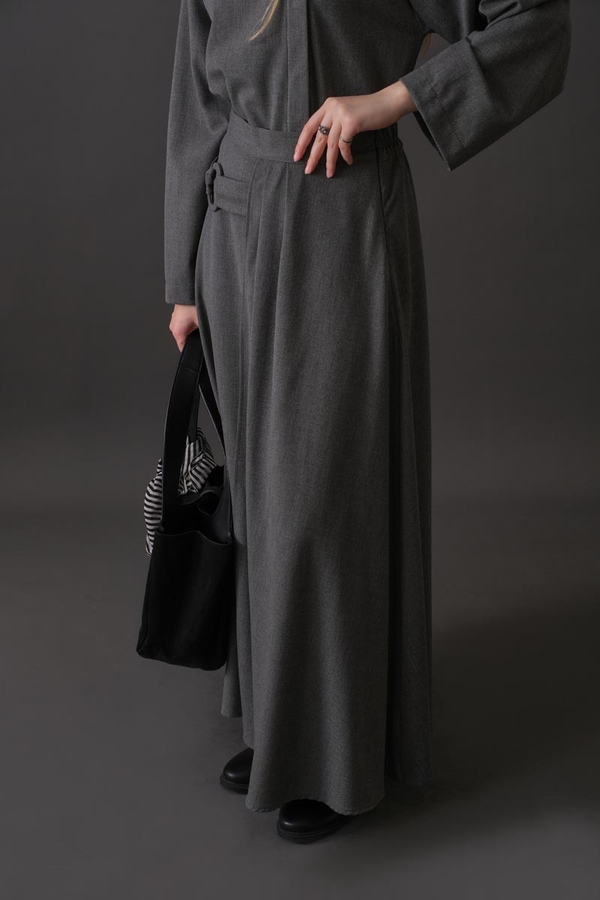 Belted Skirt with Buckle Detail Grey - 7