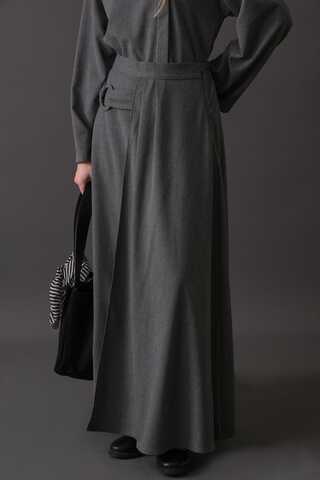 Belted Skirt with Buckle Detail Grey - 8