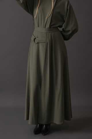 Belted Skirt with Buckle Detail Khaki - 1