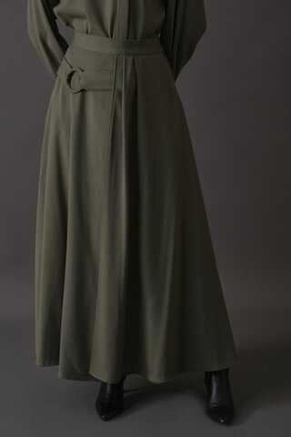 Belted Skirt with Buckle Detail Khaki - 6