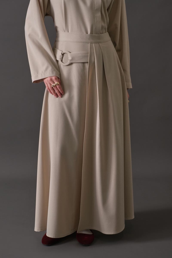 Belted Skirt with Buckle Detail Stone - 4