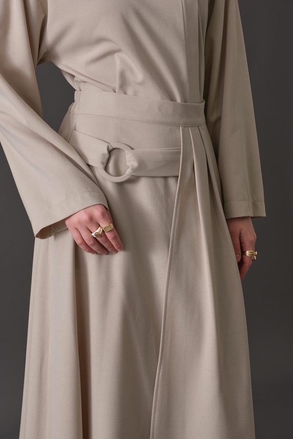 Belted Skirt with Buckle Detail Stone - 5