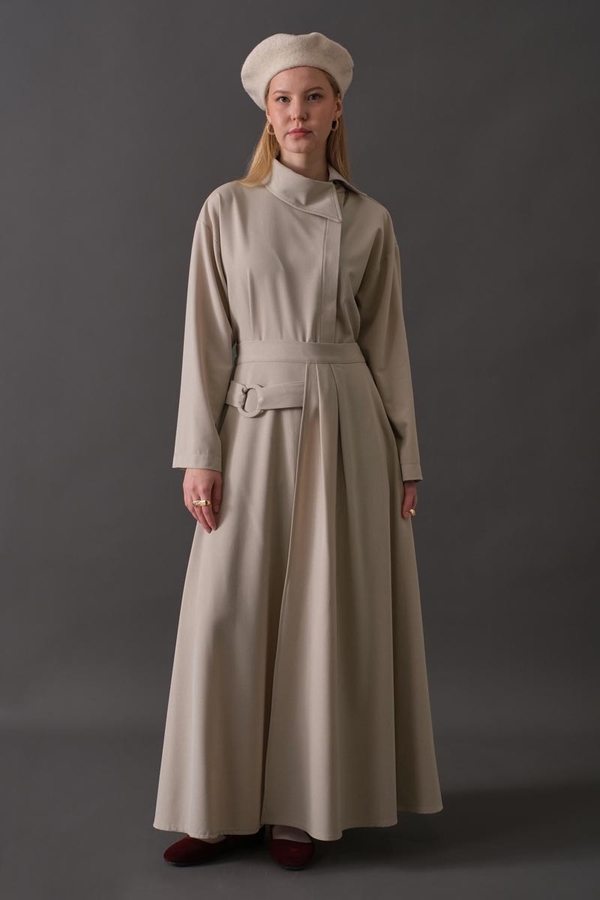 Belted Skirt with Buckle Detail Stone - 6