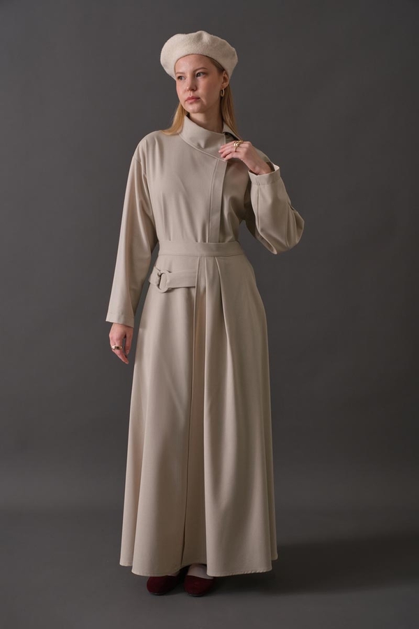 Belted Skirt with Buckle Detail Stone - 7