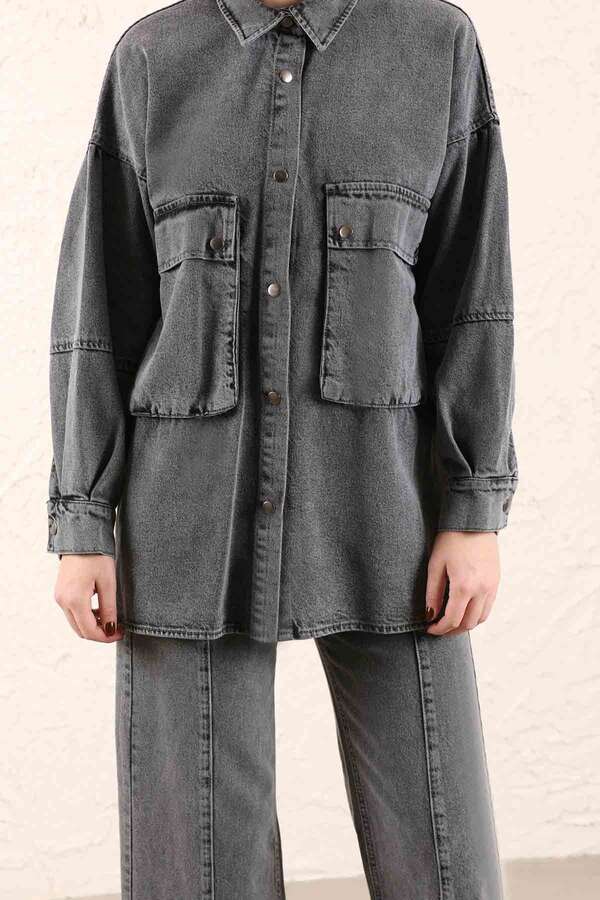 Big Pocket Denim Jacket Anthracite - 5