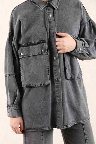 Big Pocket Denim Jacket Anthracite - 6