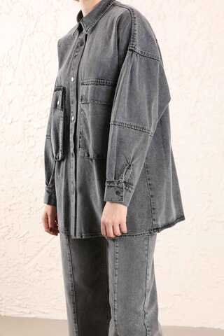 Big Pocket Denim Jacket Anthracite - 9