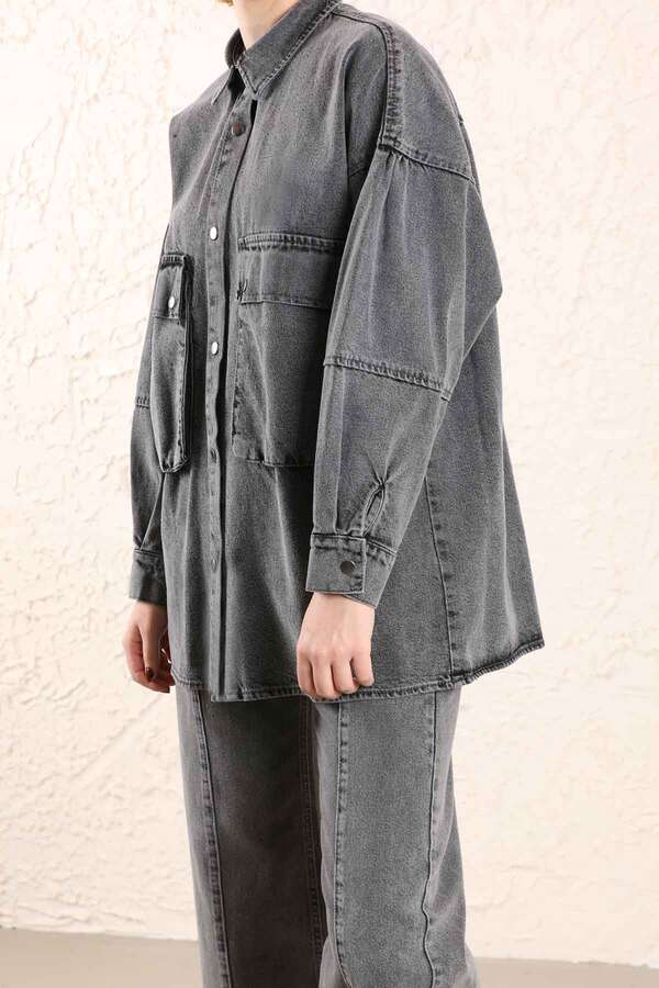 Big Pocket Denim Jacket Anthracite - 9