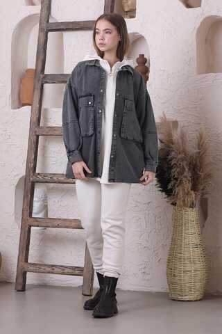Big Pocket Denim Jacket Anthracite - 1