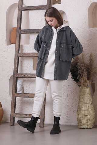Big Pocket Denim Jacket Anthracite - 2