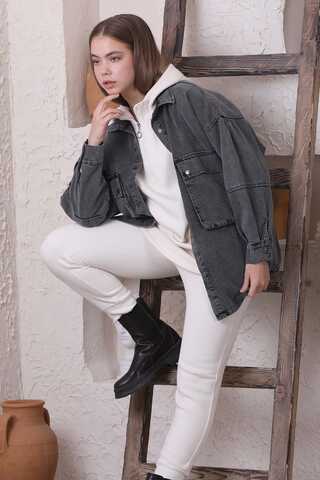 Big Pocket Denim Jacket Anthracite - 4