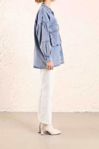 Big Pocket Denim Jacket Light Blue - 6