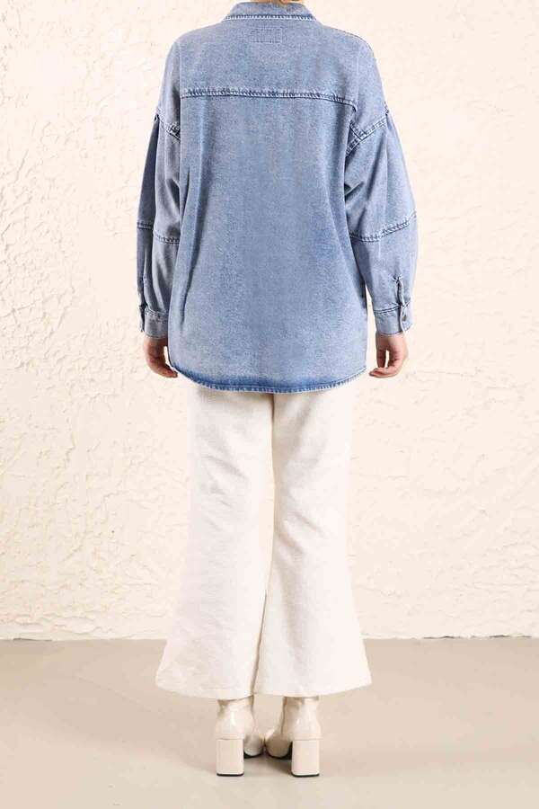 Big Pocket Denim Jacket Light Blue - 7