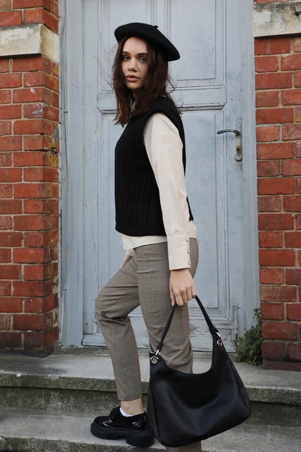 Bisiklet Detaylı Örgü Yelek Siyah - 2