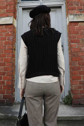 Bisiklet Detaylı Örgü Yelek Siyah - 9