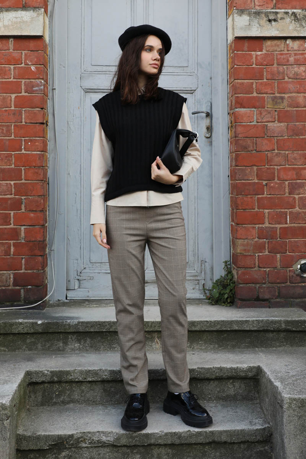 Bisiklet Detaylı Örgü Yelek Siyah - 4