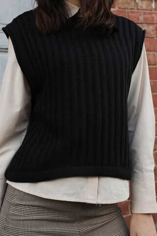 Bisiklet Detaylı Örgü Yelek Siyah - 8
