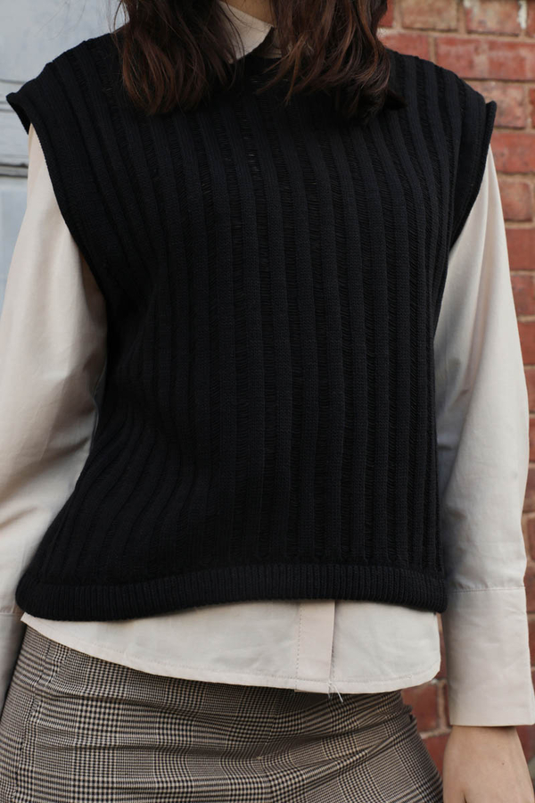 Bisiklet Detaylı Örgü Yelek Siyah - 8