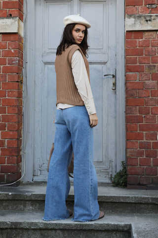 Bisiklet Detaylı Örgü Yelek Taba - 8