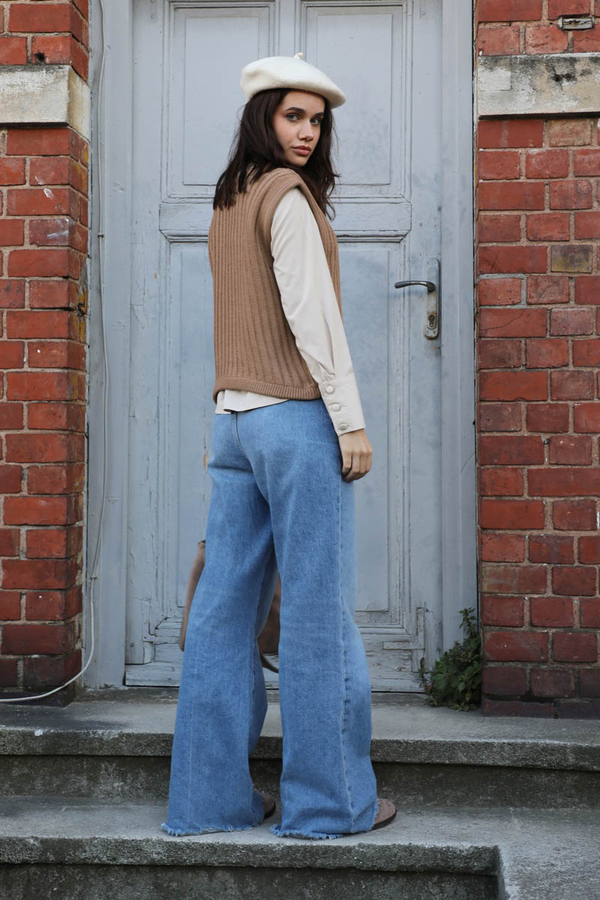 Bisiklet Detaylı Örgü Yelek Taba - 8